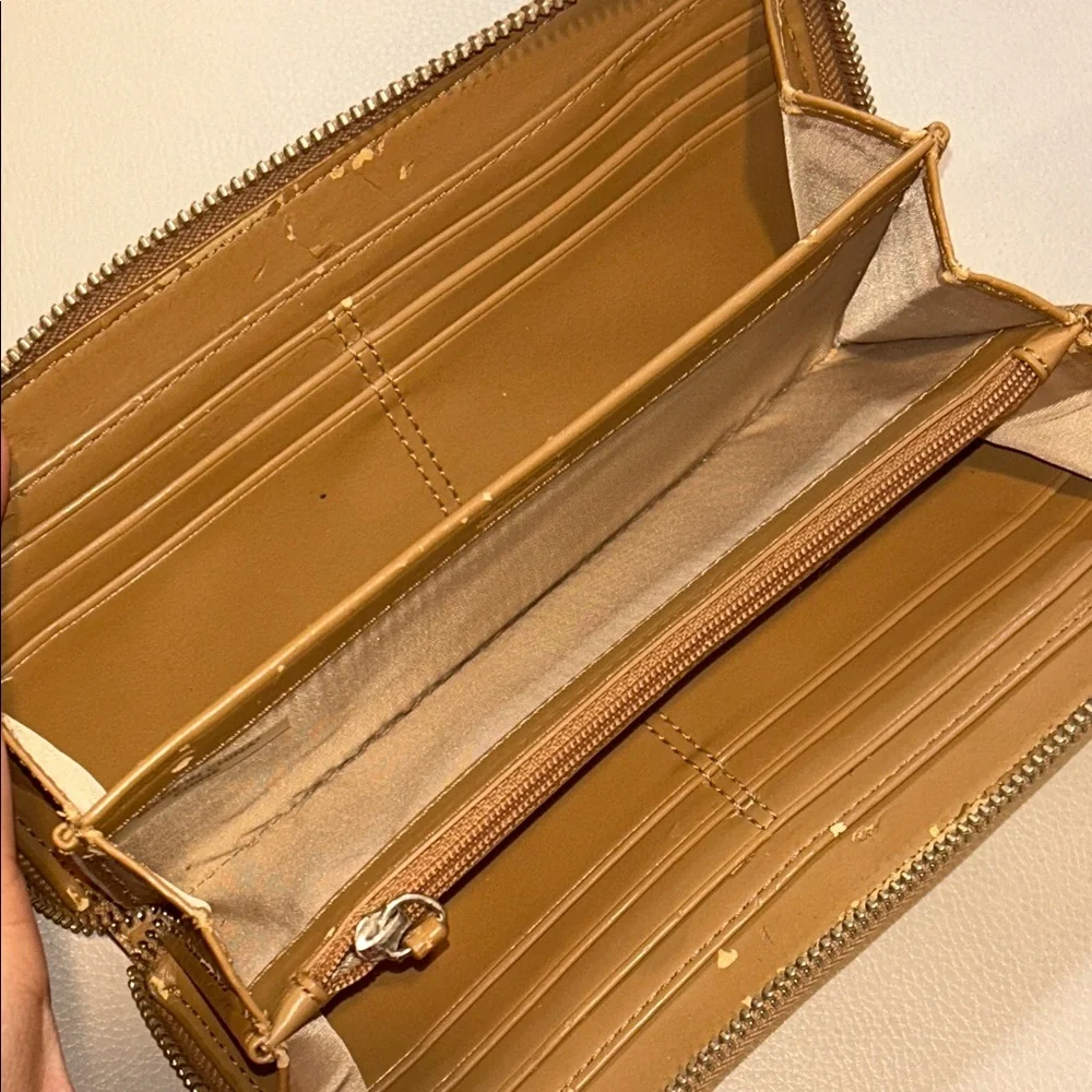 Coach Park Python Continental Long Wallet  Beige & Brown  Pte- owned